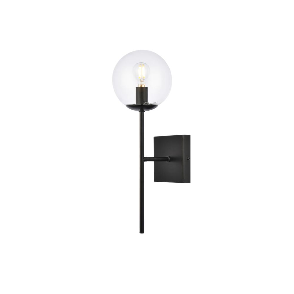 Neri 1 Light Black And Clear Glass Wall Sconce. Picture 2