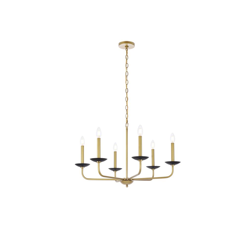 Cohen 30 Inch Pendant In Black And Brass. Picture 1