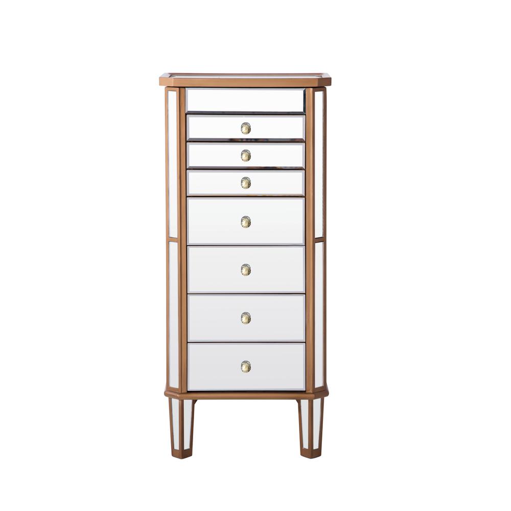7 Drawer Jewelry Armoire 18 In. X 12 In. X 41 In. In Gold Clear. Picture 1