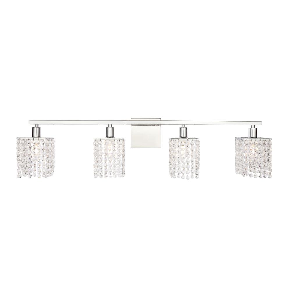 Phineas 4 Light Chrome And Clear Crystals Wall Sconce. Picture 1