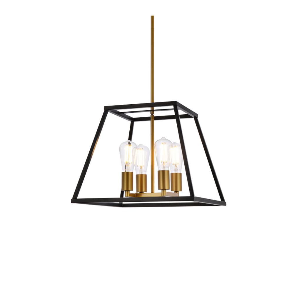 Declan 16 Inch Pendant In Black And Brass. Picture 2