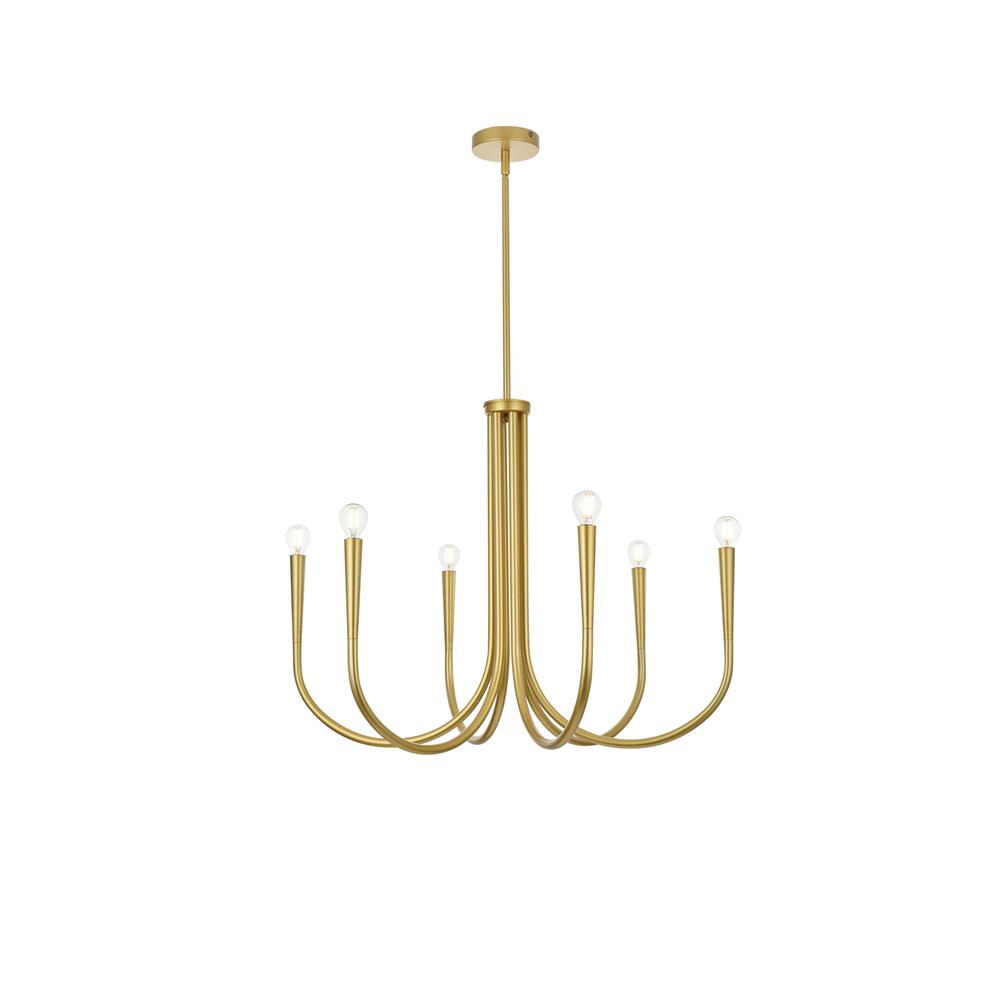 Layne 30 Inch Chandelier In Brass. Picture 1