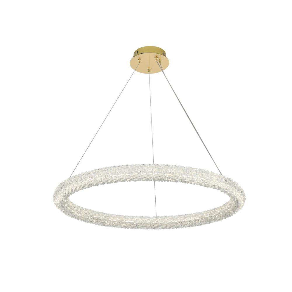 Bowen 32 Inch Adjustable Led Chandelier In Satin Gold. Picture 2