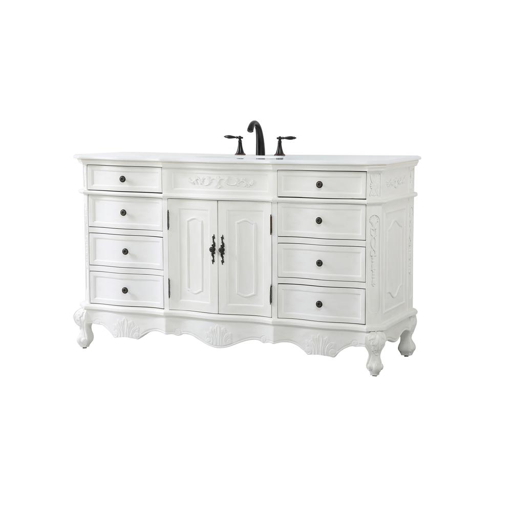 60 Inch Single Bathroom Vanity In Antique White. Picture 7