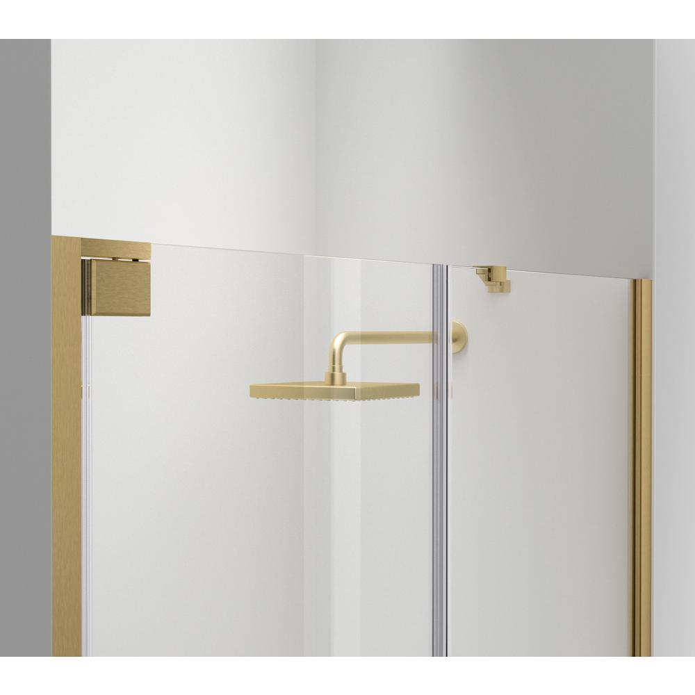 Semi-Frameless Hinged Shower Door 48 X 72 Brushed Gold. Picture 5