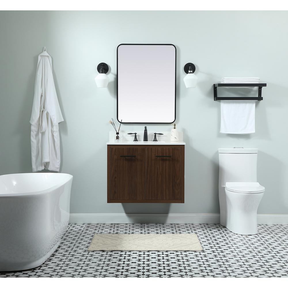 30 Inch Single Bathroom Vanity In Walnut With Backsplash. Picture 7