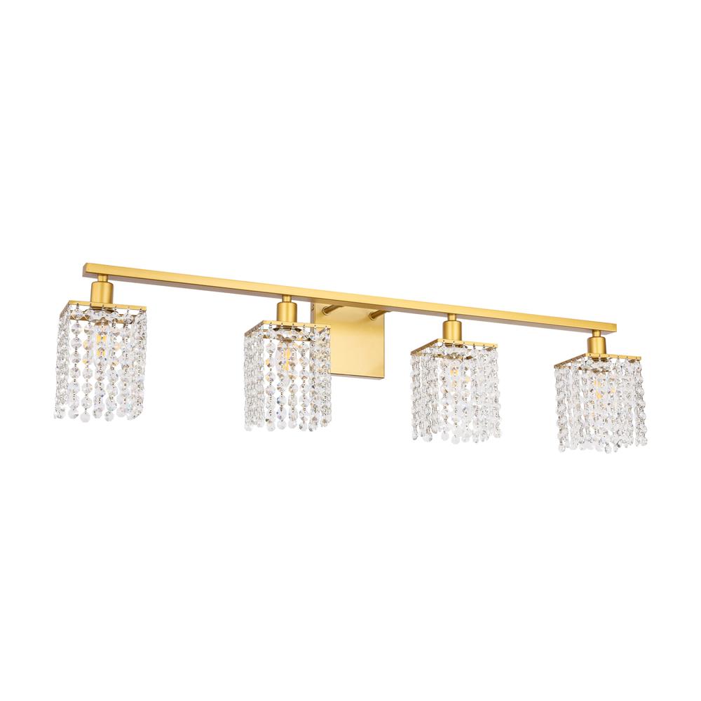 Phineas 4 Light Brass And Clear Crystals Wall Sconce. Picture 4