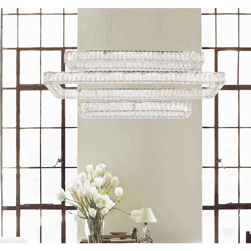 Monroe 50 Inch Led Triple Rectangle Pendant In Chrome. Picture 8