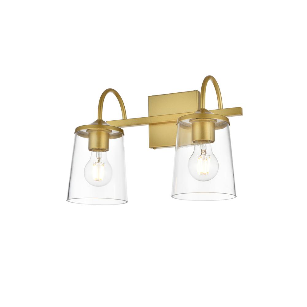 Avani 2 Light Brass And Clear Bath Sconce. Picture 2