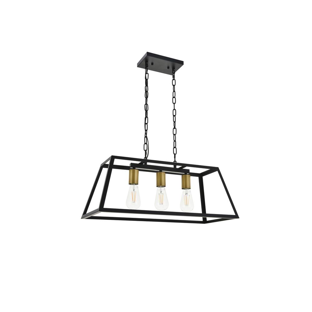 Resolute 3 Light Brass And Black Pendant. Picture 2