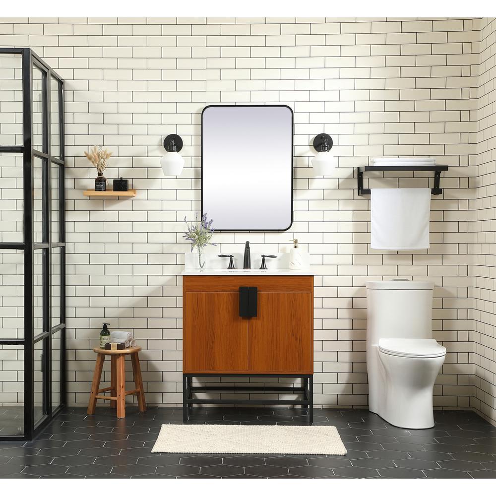 30 Inch Single Bathroom Vanity In Teak With Backsplash. Picture 4