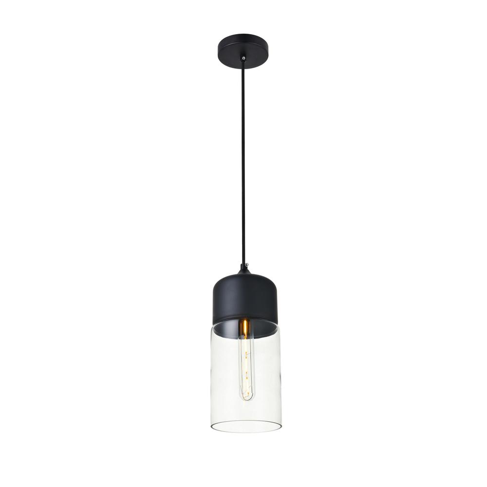 Ashwell 1 Light Black Pendant With Clear Glass. Picture 2