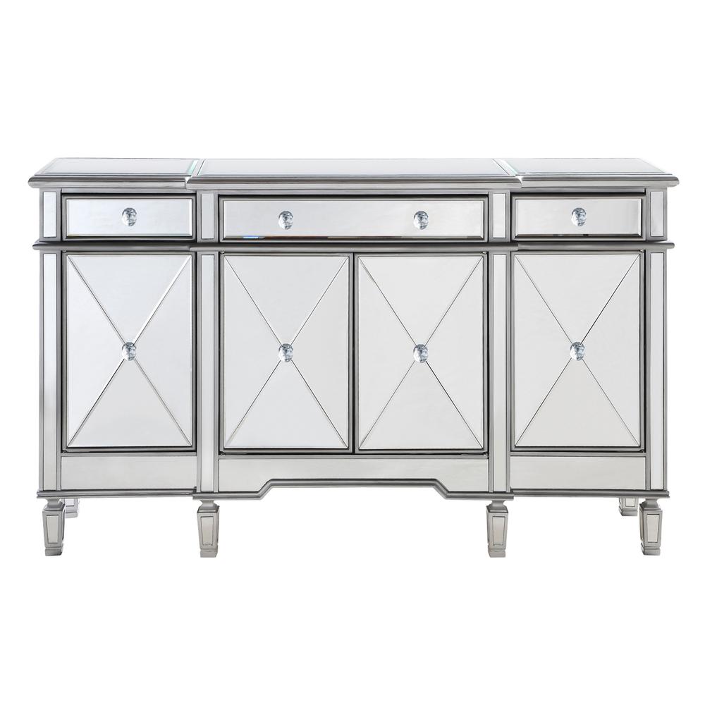 3 Drawer 4 Door Cabinet 60 In. X 14 In. X 36 In. In Silver Clear. Picture 1