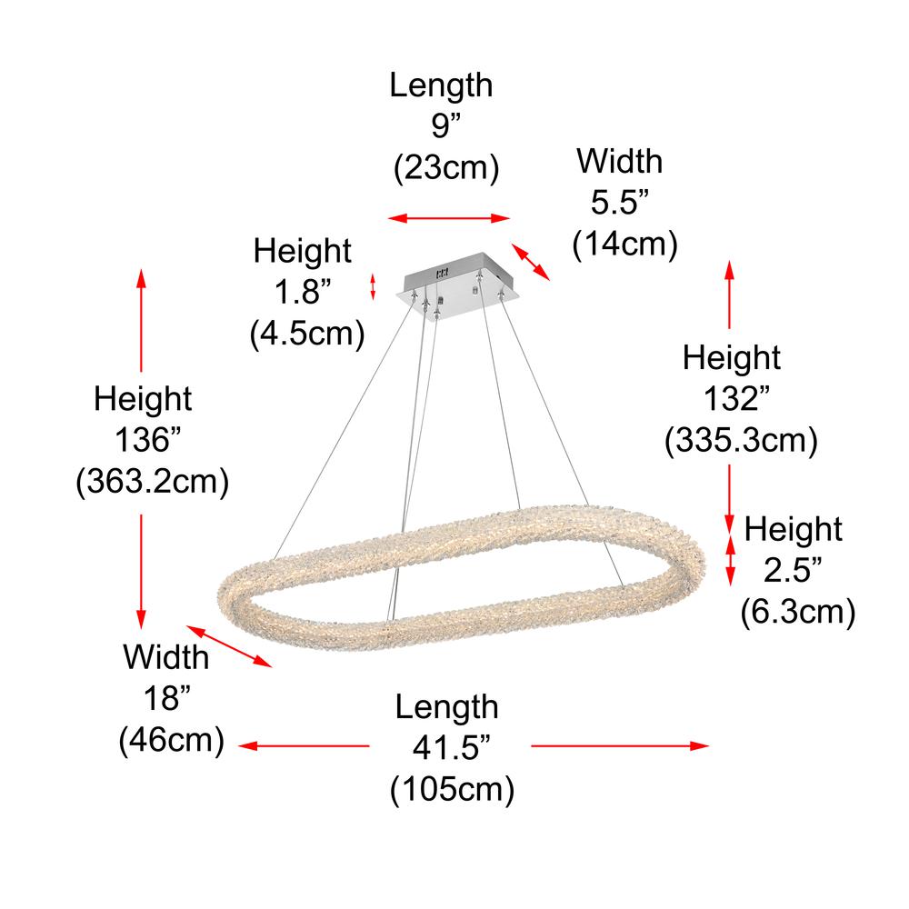 Bowen 42 Inch Adjustable Led Chandelier In Chrome. Picture 10