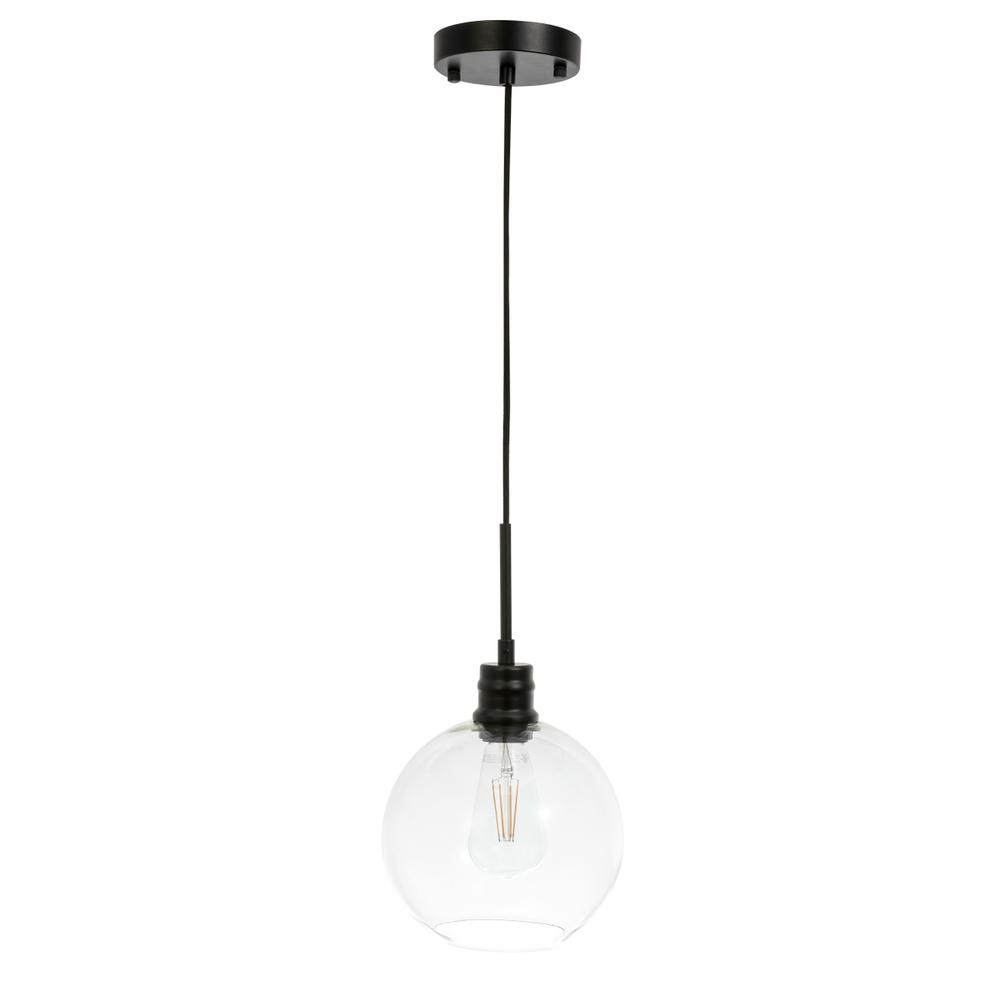 Emett 1 Light Black And Clear Glass Pendant. Picture 2