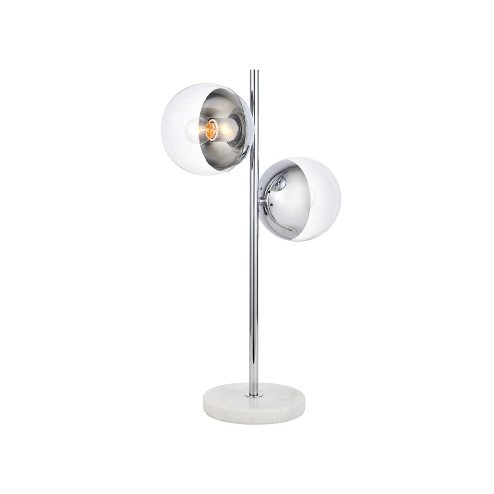 Eclipse 2 Lights Chrome Table Lamp With Clear Glass. Picture 2
