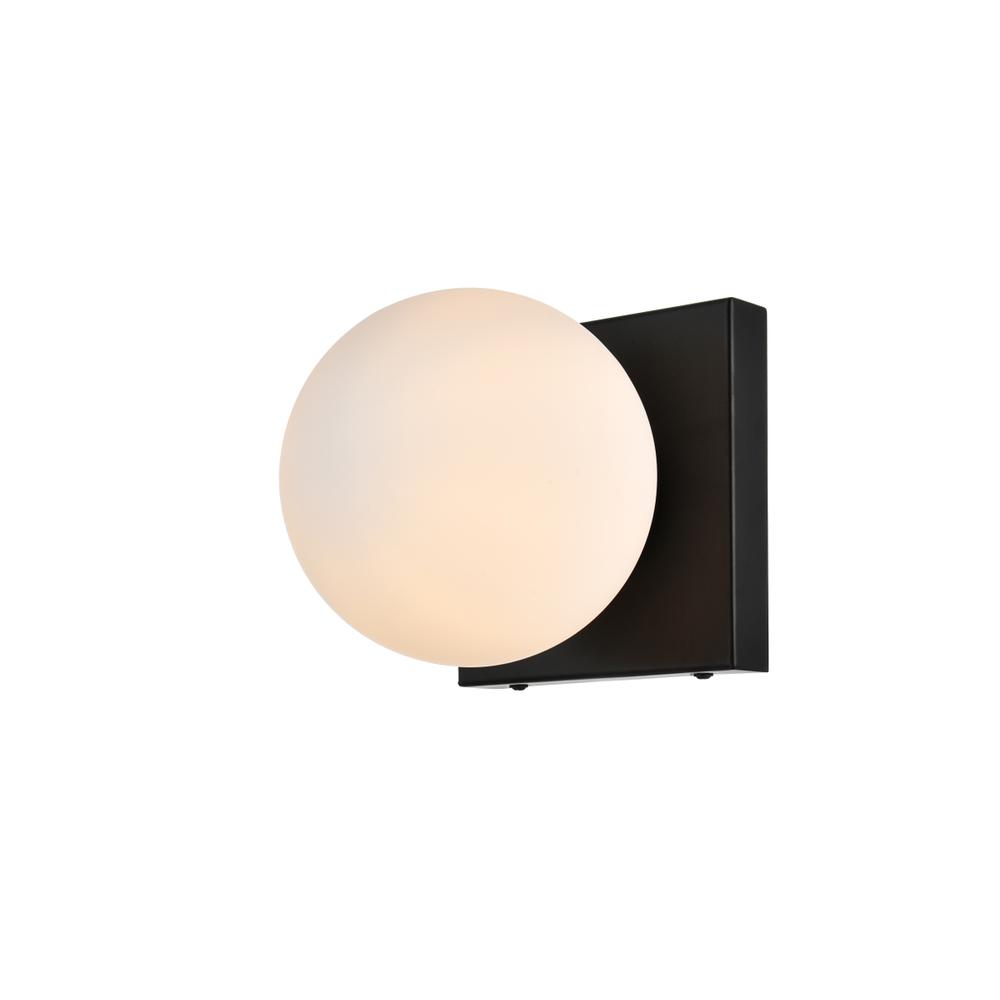 Jaylin 1 Light Black And Frosted White Bath Sconce. Picture 2