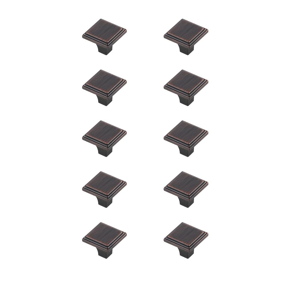 Wilow 1" Oil-Rubbed Bronze Square Knob Multipack (Set Of 10). Picture 1