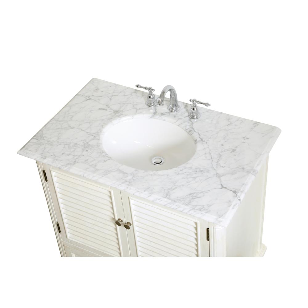 36 Inch Single Bathroom Vanity In Antique White. Picture 9
