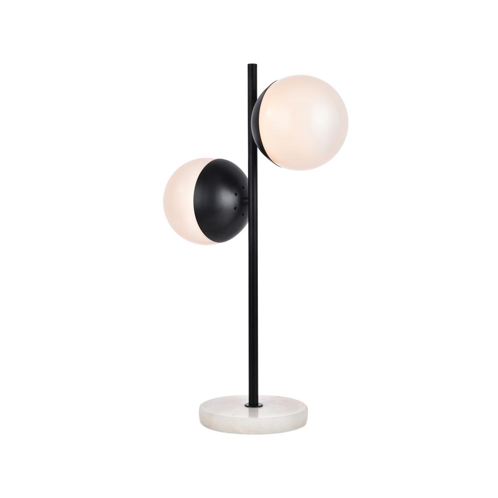Eclipse 2 Lights Black Table Lamp With Frosted White Glass. Picture 2