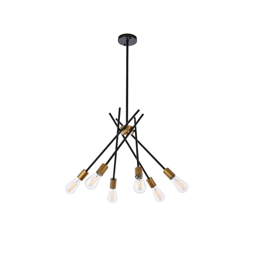 Lucca 23 Inch Pendant In Black And Brass. Picture 6