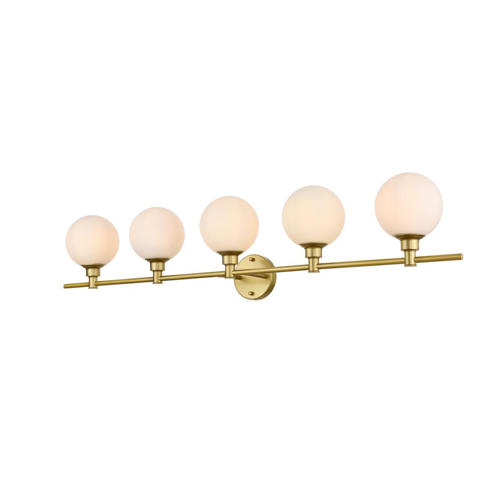 Cordelia 5 Light Brass And Frosted White Bath Sconce. Picture 2