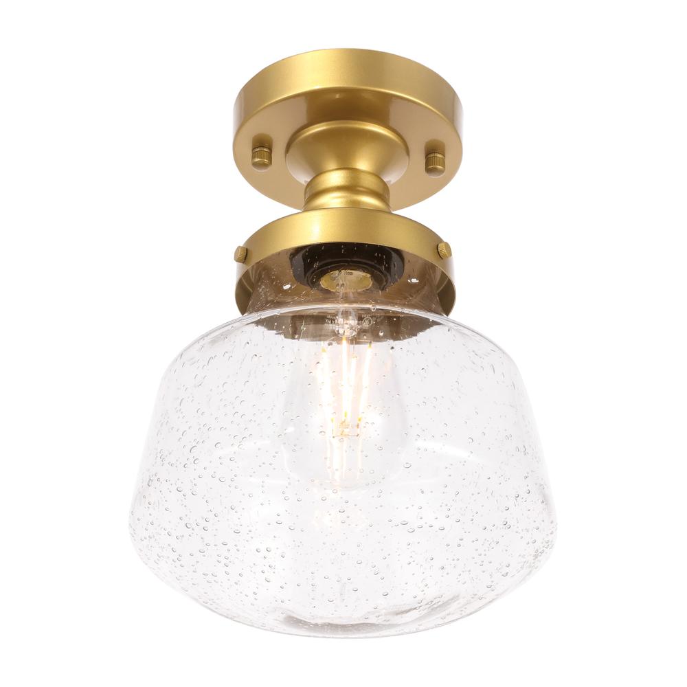 Lyle 1 Light Brass And Clear Seeded Glass Flush Mount. Picture 6