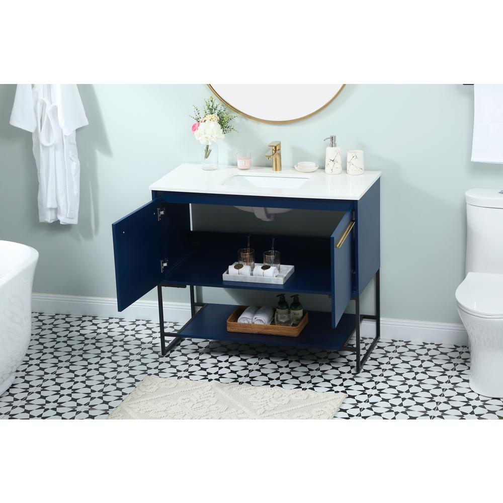 40 Inch Single Bathroom Vanity In Blue. Picture 3