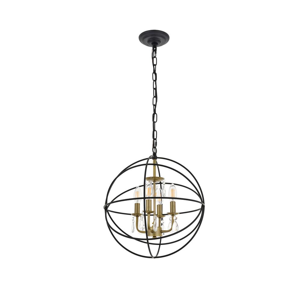 Wallace 4 Light Matte Black And Brass Pendant. Picture 4