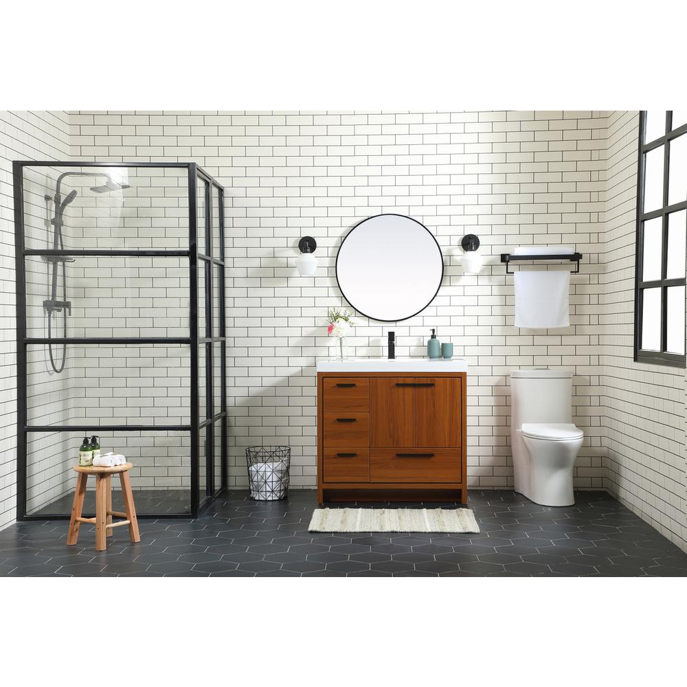 36 Inch Single Bathroom Vanity In Teak. Picture 4
