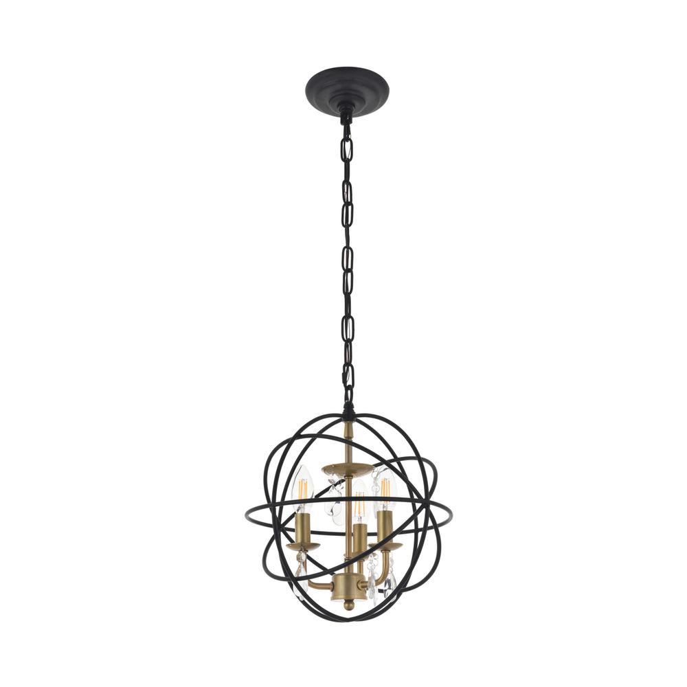 Wallace 3 Light Matte Black And Brass Pendant. Picture 2