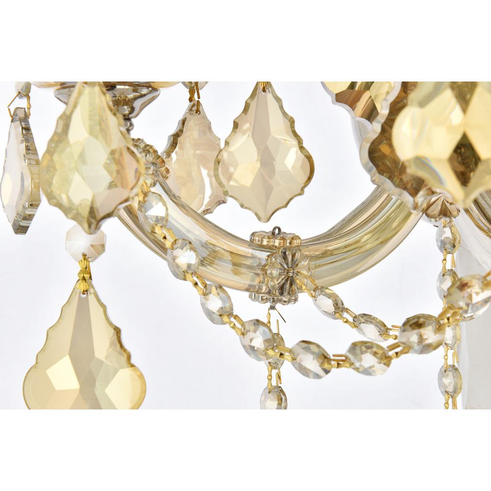 3 Light Golden Teak Wall Sconce Golden Teak (Smoky) Royal Cut Crystal. Picture 4