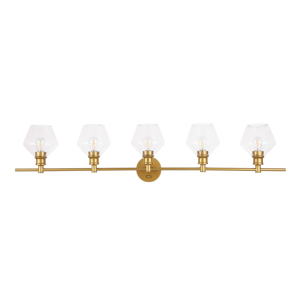 Gene 5 Light Brass And Clear Glass Wall Sconce. Picture 2