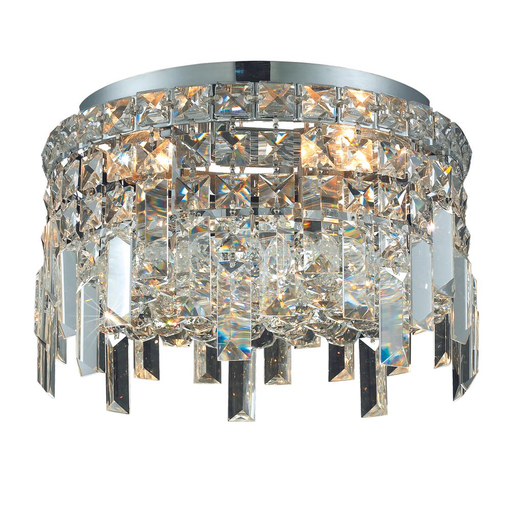 Maxime 4 Light Chrome Flush Mount Clear Royal Cut Crystal. Picture 1