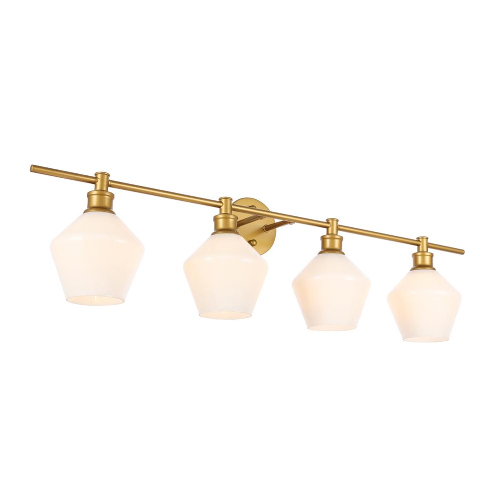 Gene 4 Light Brass And Frosted White Glass Wall Sconce. Picture 13