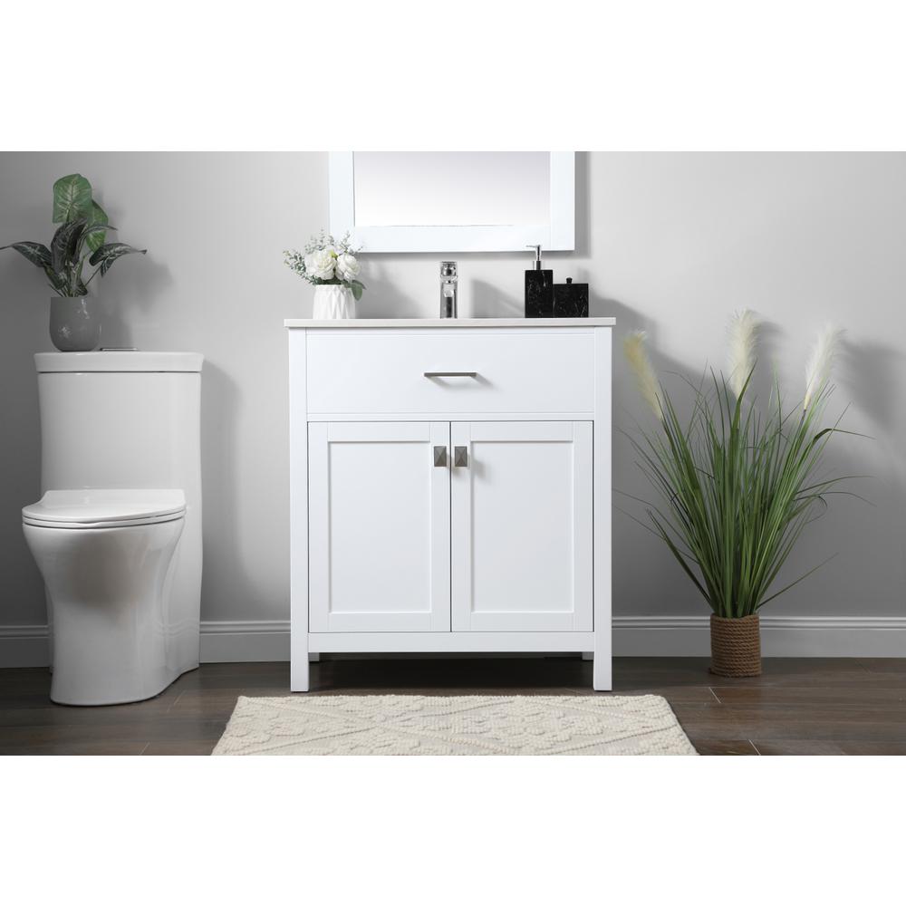 30 Inch Single Bathroom Vanity In White. Picture 14