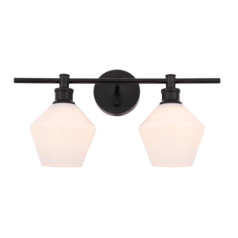 Gene 2 Light Black And Frosted White Glass Wall Sconce. Picture 11