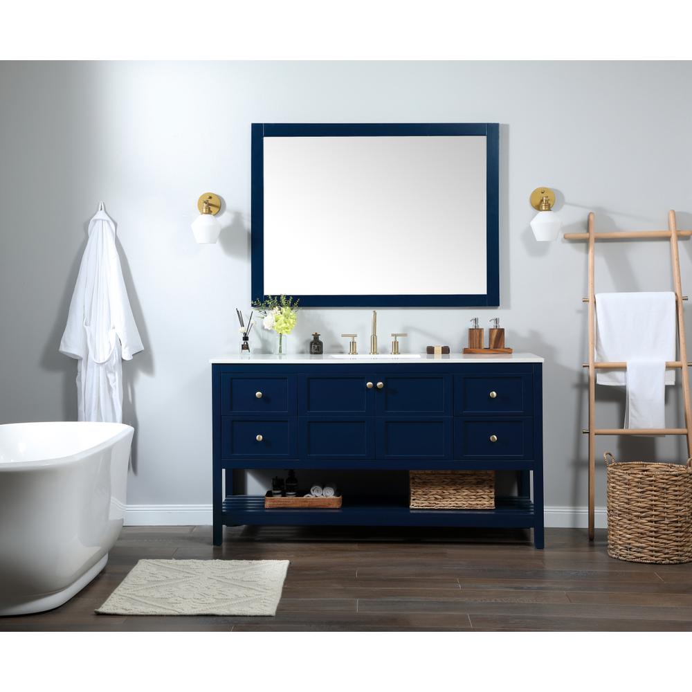60 Inch Single Bathroom Vanity In Blue. Picture 4
