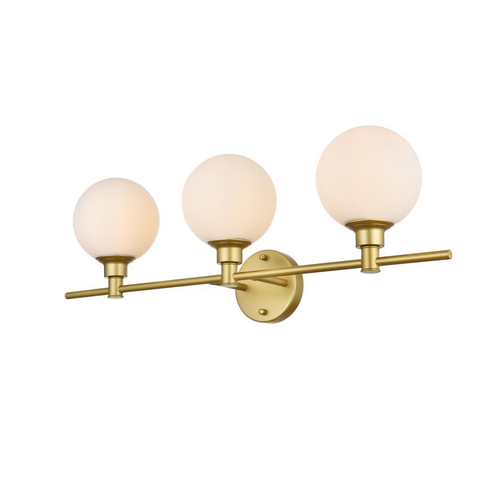 Cordelia 3 Light Brass And Frosted White Bath Sconce. Picture 2