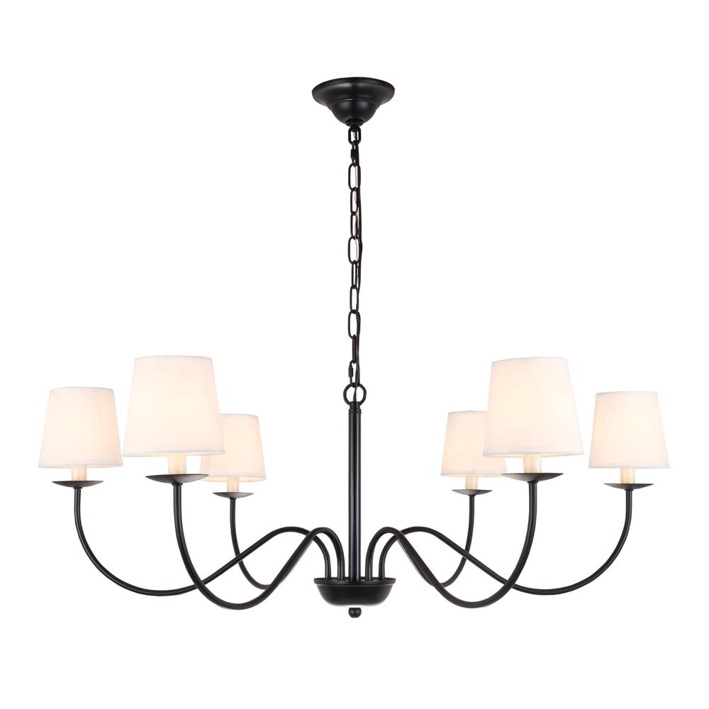 Eclipse 6 Light Black And White Shade Chandelier. Picture 2