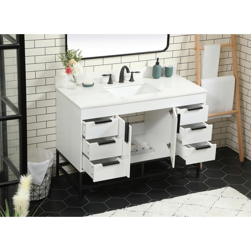 48 Inch Single Bathroom Vanity In White With Backsplash. Picture 3