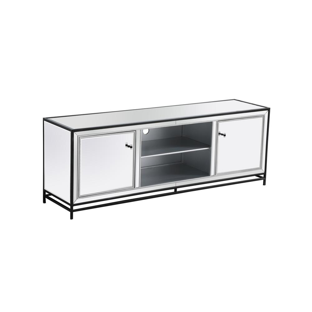 James 72 In. Mirrored Tv Stand In Black. Picture 5