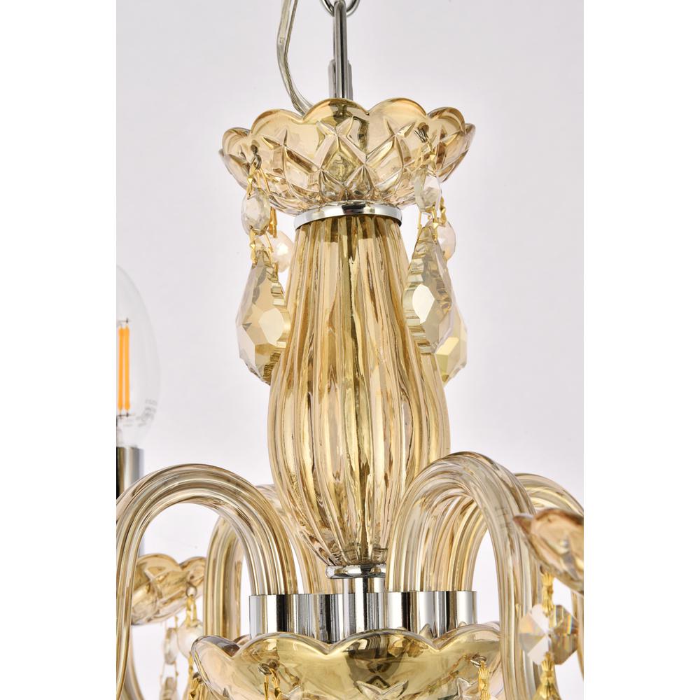 Rococo 4 Light Golden Teak Pendant Golden Teak (Smoky) Royal Cut Crystal. Picture 4