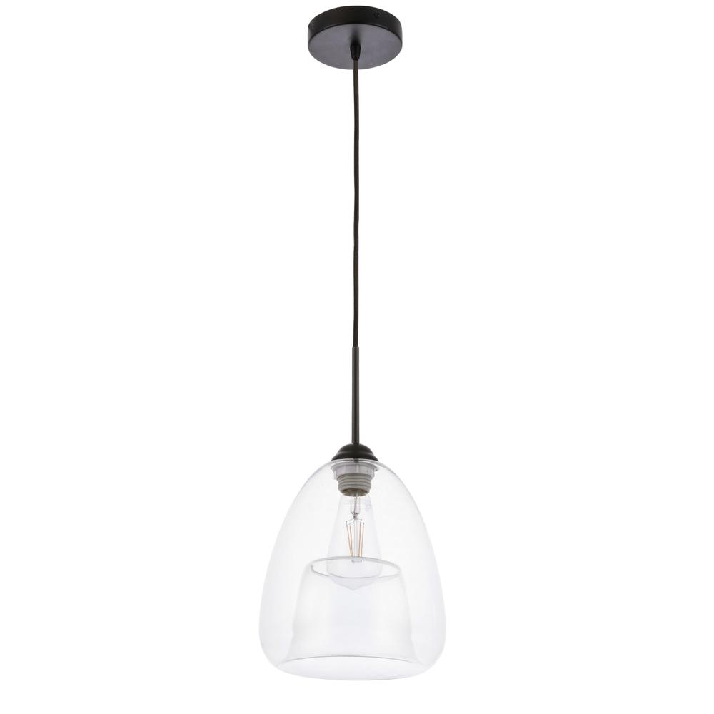 Kason 1 Light Black And Clear Glass Pendant. Picture 4