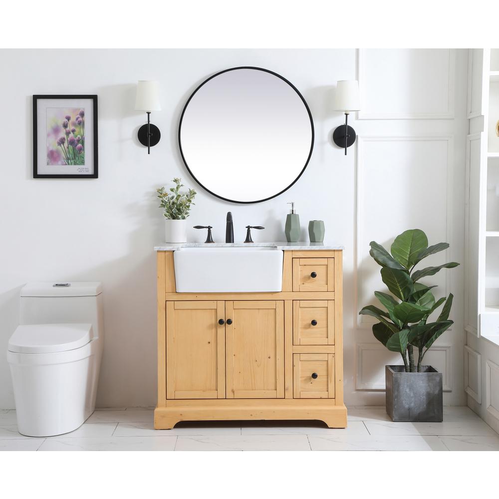 36 Inch Single Bathroom Vanity In Natural Wood. Picture 4
