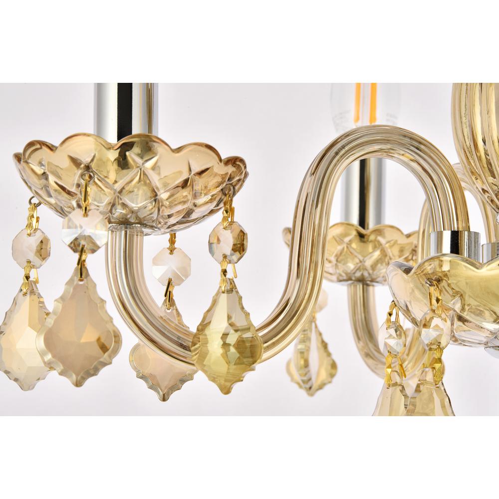 Rococo 4 Light Golden Teak Pendant Golden Teak (Smoky) Royal Cut Crystal. Picture 5