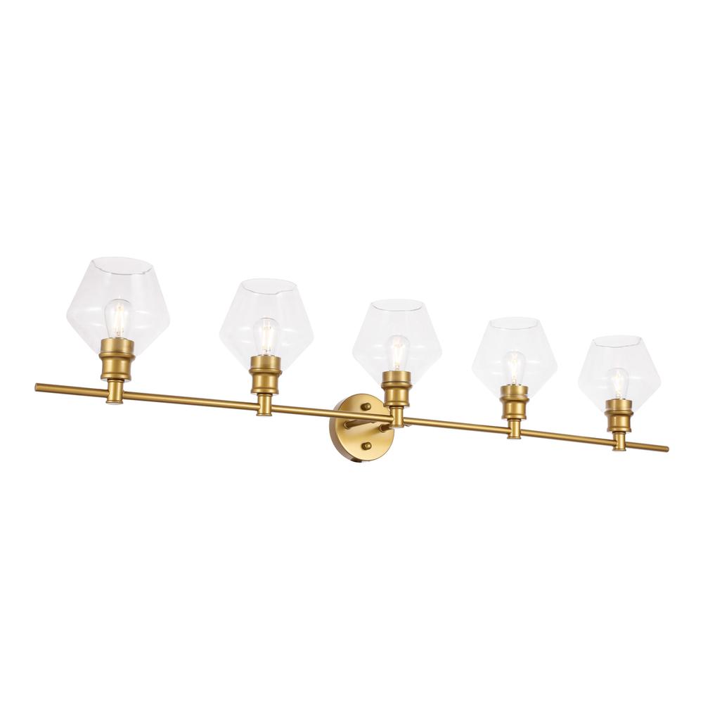 Gene 5 Light Brass And Clear Glass Wall Sconce. Picture 5