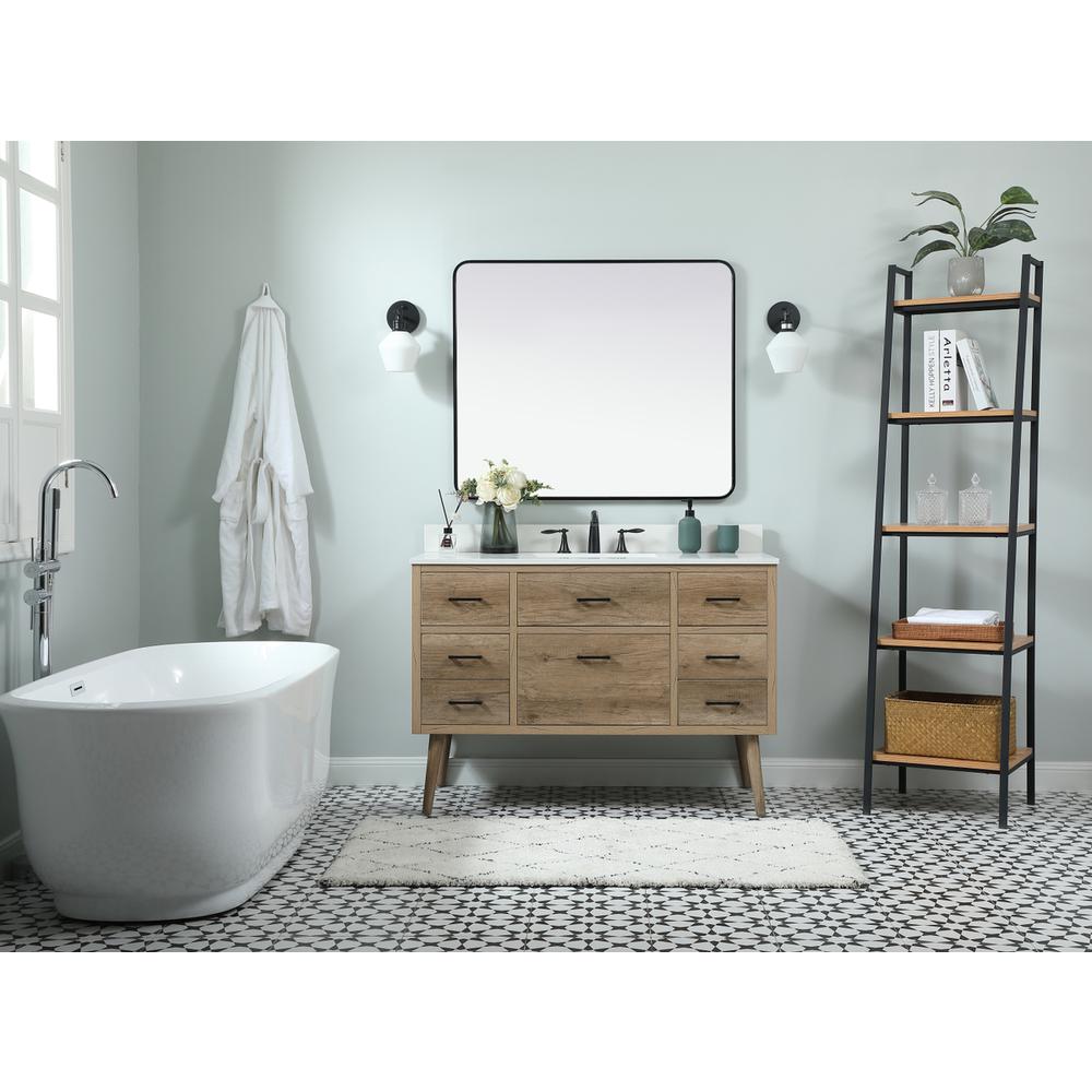 48 Inch Single Bathroom Vanity In Natural Oak With Backsplash. Picture 4