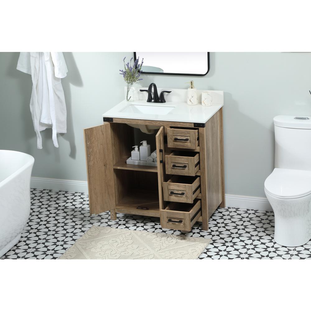 32 Inch Single Bathroom Vanity In Natural Oak With Backsplash. Picture 3