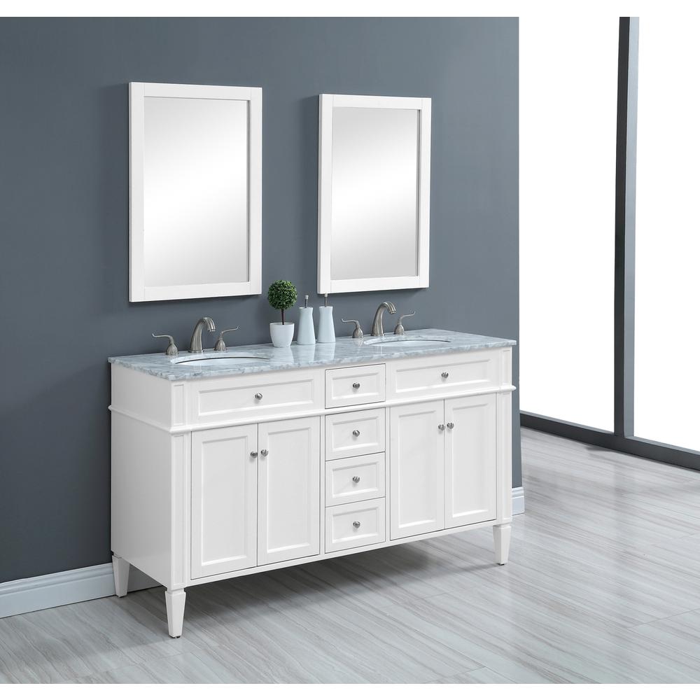 60 In. Double Bathroom Vanity Set In White. Picture 9